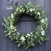 Eucalyptus Wreath Spring Summer Wreath for Front Door Green Leaves Wreath for Room Farmhouse Holiday Decor for Outdoor Indoor