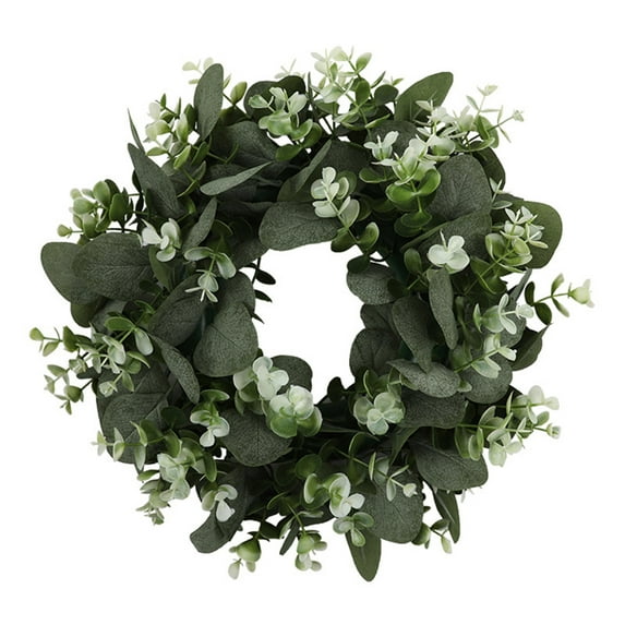 Eucalyptus Wreath Spring Wreaths for Front Door, 14 Inch Artificial Summer Green Door Wreaths for Home Porch Window Wall Farmhouse Indoor Outdoor Fall All Season Decor