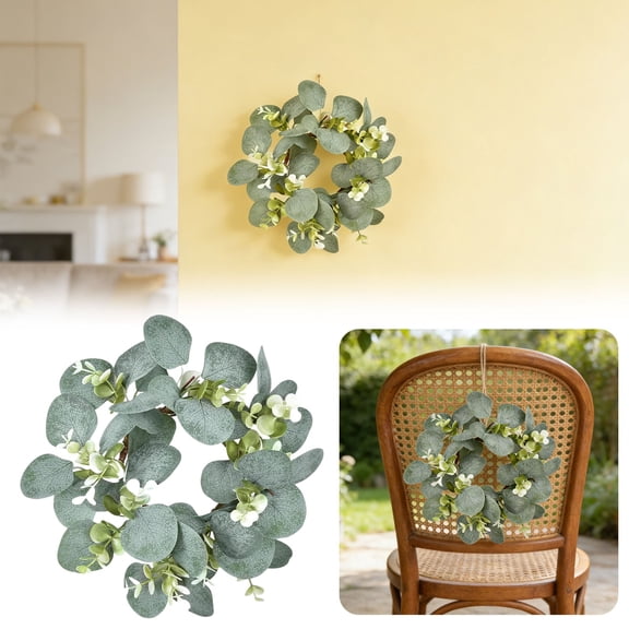 Eucalyptus Wreath Verdsylv American Style Artificial Eucalyptus Wreath | Small Simulation Flower Wreath for Table & Wall Decoration | Home Farmhouse Door Hanger | 1 Piece, Farmhouse Door Hanger