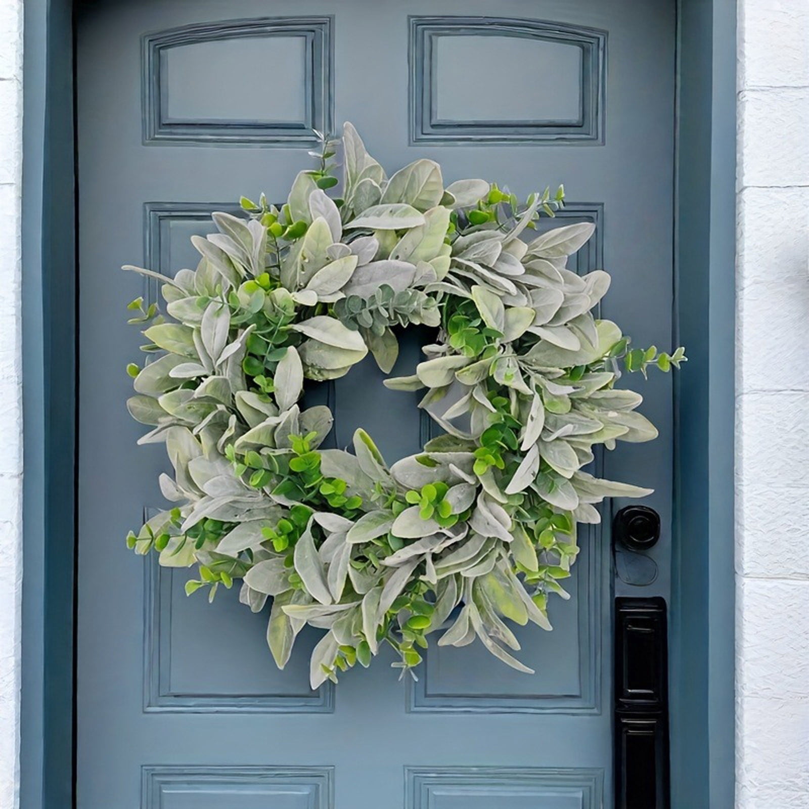 Eucalyptus Wreaths for Front Door 18Inch Spring Eucalyptus Wreath Green Greenery All Seasons Artificial Wreaths for Outdoor Outside Indoor Window Porch Home Farmhouse Hanging Decorations