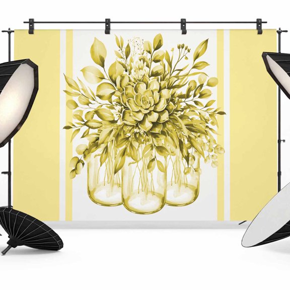 Eucalyptus Yellow Backdrop for Photoshoot,Photography Photo Studio Background Wall Backdrop,Stripes Bottle Flower Cactus Plant Back Drop Banner Panel for Portraits Wedding Party Live Streaming 7x5Ft