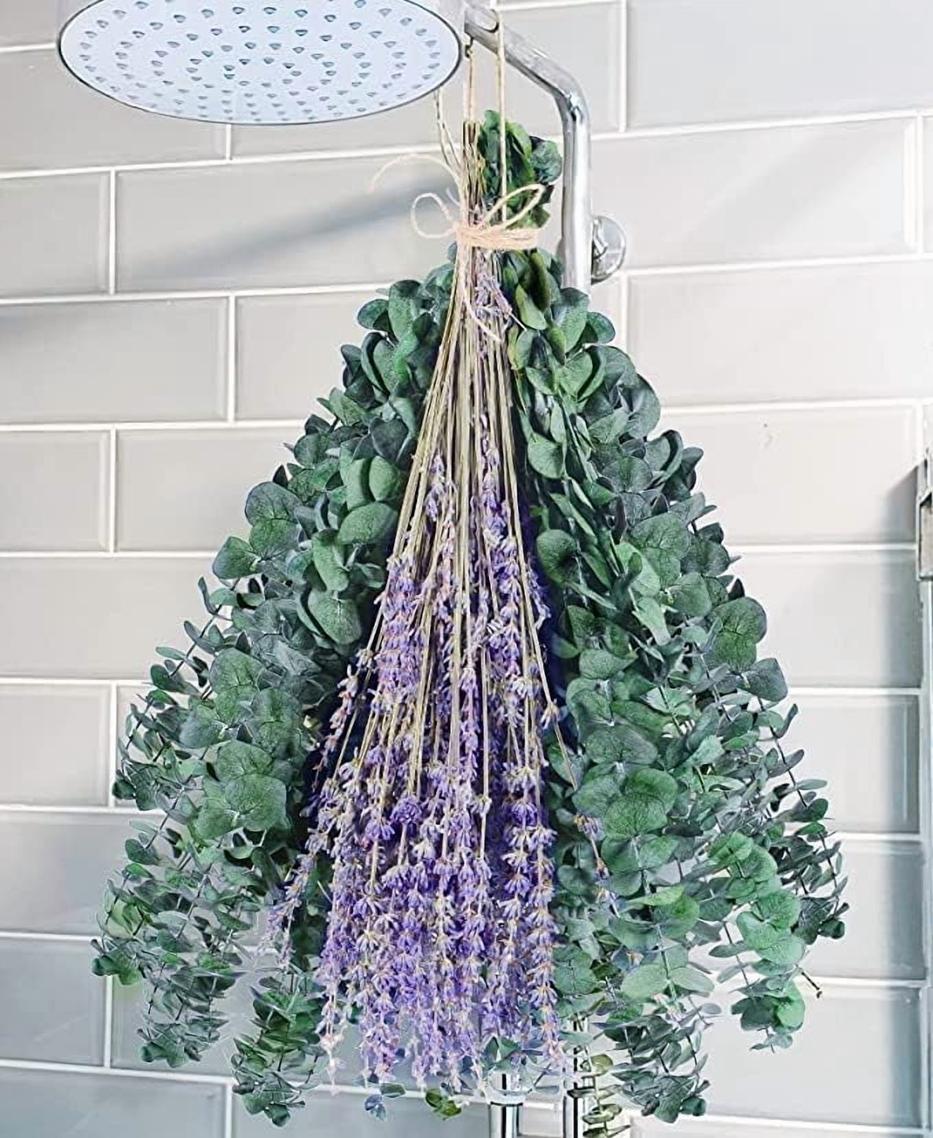 Eucalyptus for Shower 115 Pcs Hanging Dried Eucalyptus Stems & Lavender Flowers Bundle 17" Real Eucalyptus Bundle for Wedding Decor Home Decor DIY