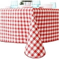 thumbnail image 1 of Eucatus 52"x90" Easy Clean Red and White Check Gingham Vinyl Tablecloth, 2 Pack, 1 of 6