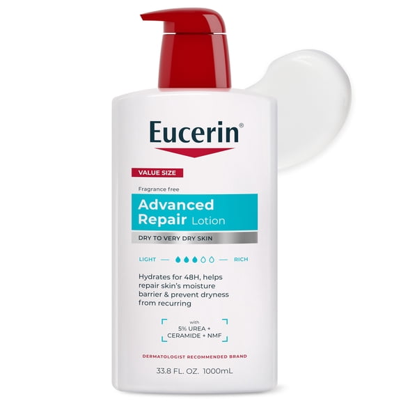 Eucerin Advanced Repair Body Lotion for Very Dry Skin, 48-Hour Moisture, Fragrance Free, 33.8 fl oz