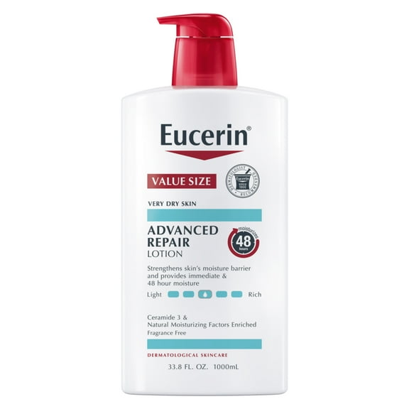 Eucerin Advanced Repair Body Lotion for Very Dry Skin, 48-Hour Moisture, Fragrance Free, 33.8 fl oz