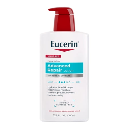 Eucerin Advanced Repair Lotion for Very Dry Skin, Value Size, 33.8 fl oz Bottle