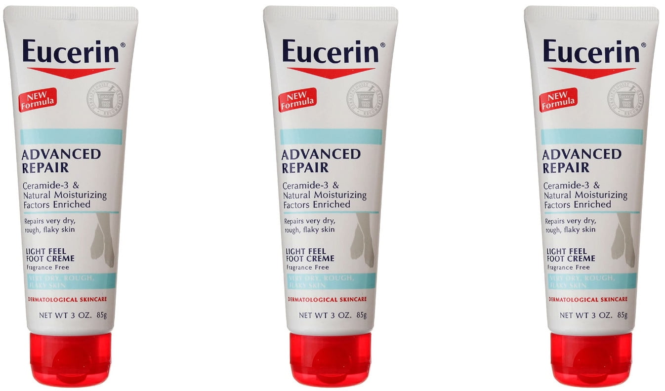 Eucerin Advanced Repair Light Feel Foot Creme 3 Ounce (Pack of 3