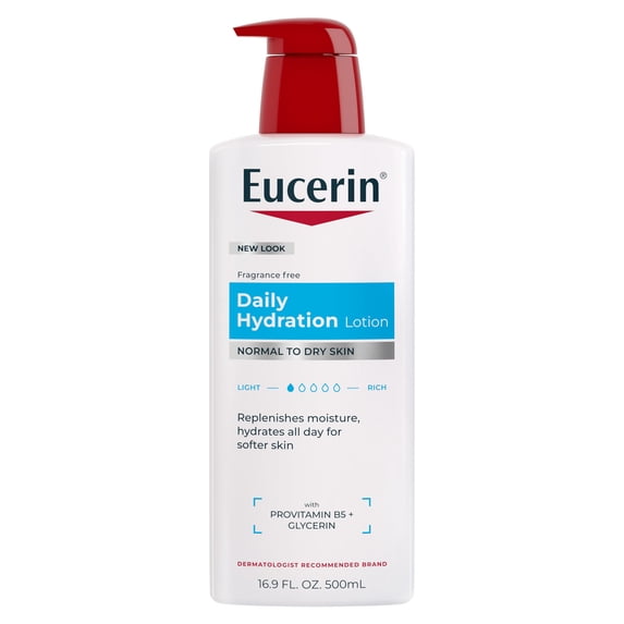 Eucerin Daily Hydration Body Lotion, Unscented Body Lotion, 16.9 fl oz Pump Bottle