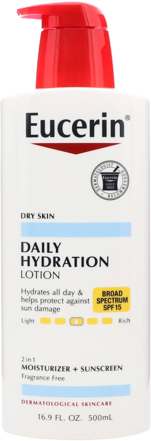 Eucerin Daily Hydration Moisturizer & Sunscreen Lotion SPF 15 16.9 oz (Pack of 3)