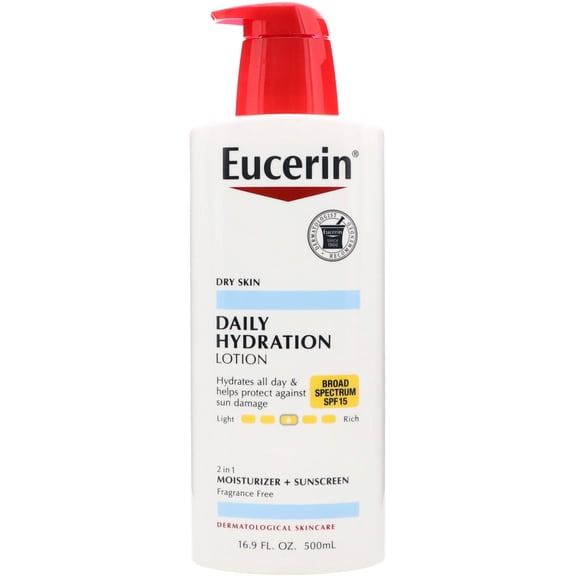 Eucerin Daily Hydration Moisturizer & Sunscreen Lotion SPF 15 16.9 oz (Pack of 4)