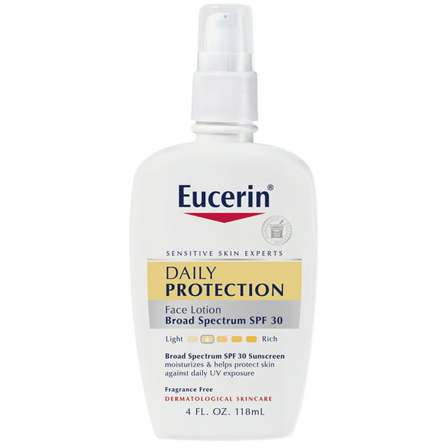 Eucerin Daily Protection Face Lotion with SPF 30, For Sensitive Skin, 4 Fl. Oz. Bottle