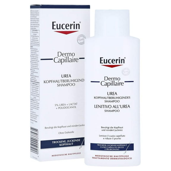 Eucerin DermoCapillaire Calming Urea Shampoo 250ml | Dry Scalp Shampoo | Psoriasis Scalp Treatment | Exfoliating Shampoo for Dandruff and Itchy Scalp | Medicated Shampoo for Scalp Problems