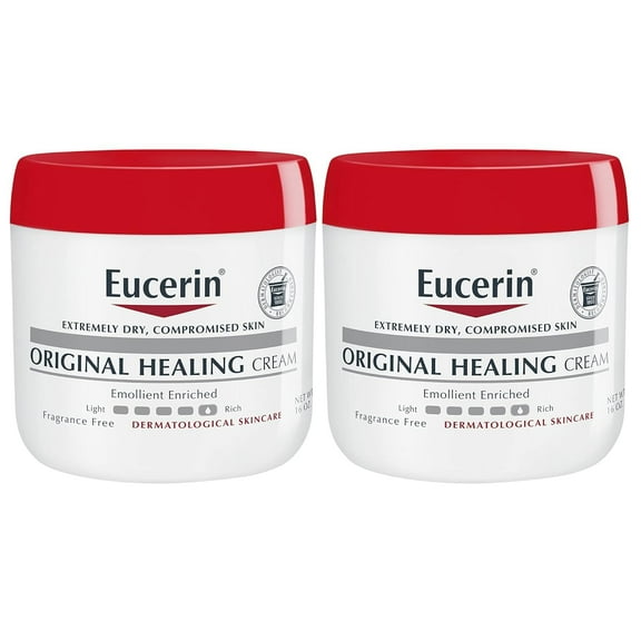 Eucerin Original Healing Cream, ZS23 Fragrance Free Body Cream for Dry Skin, 2 Pack of 16 Oz Jars