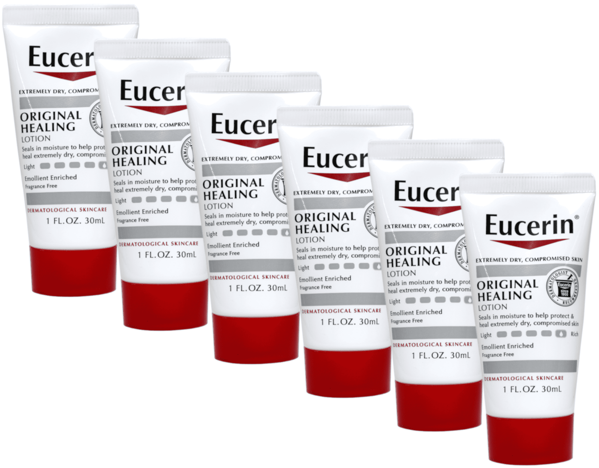 Eucerin Original Healing Emollient Enriched Lotion Fragrance Free Travel Size 1 fl oz Pack of 6