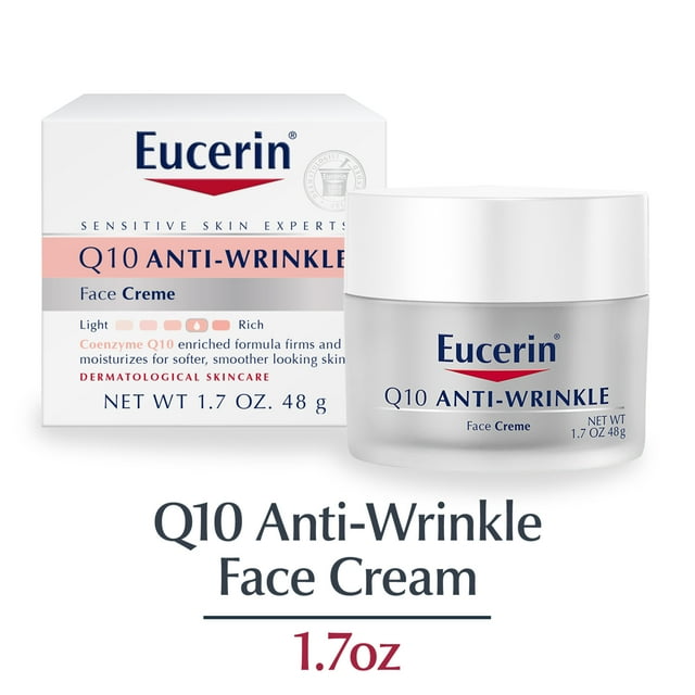 Eucerin Q10 Anti-Wrinkle Face Cream for Sensitive Skin, 1.7 Oz Jar