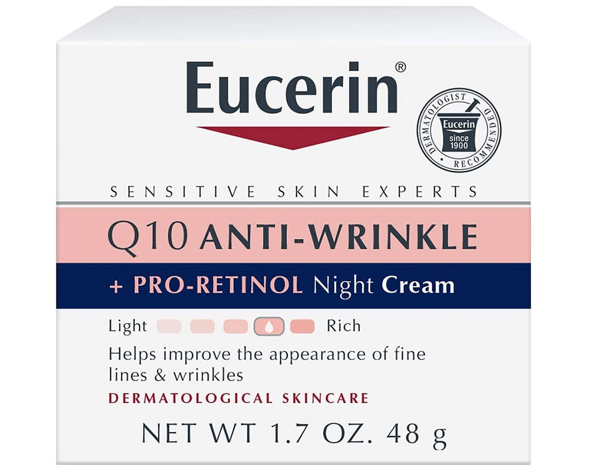 Eucerin Q10 Anti-Wrinkle Night Cream + Pro-Retinol, Facial Cream for Sensitive Skin, 1.7 Oz Jar - image 1 of 4