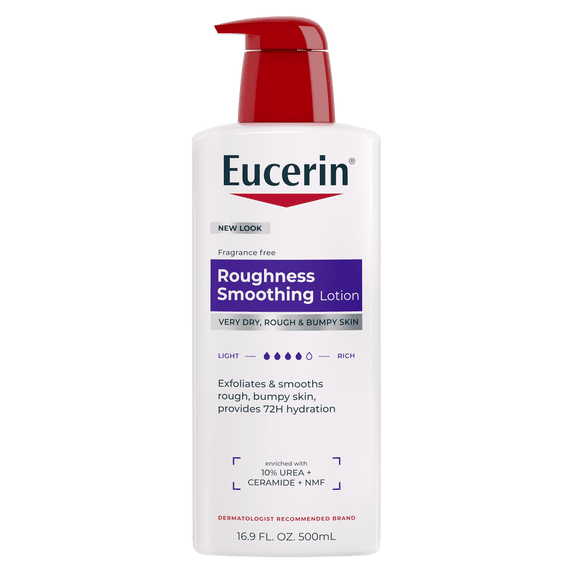 Eucerin Roughness Relief Body Lotion for Rough & Bumpy Skin with Urea, Fragrance Free, 16.9 fl oz