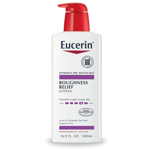 Eucerin Roughness Relief Body Lotion, Unscented Body Lotion for Dry Skin, 16.9 Fl Oz Pump Bottle C35