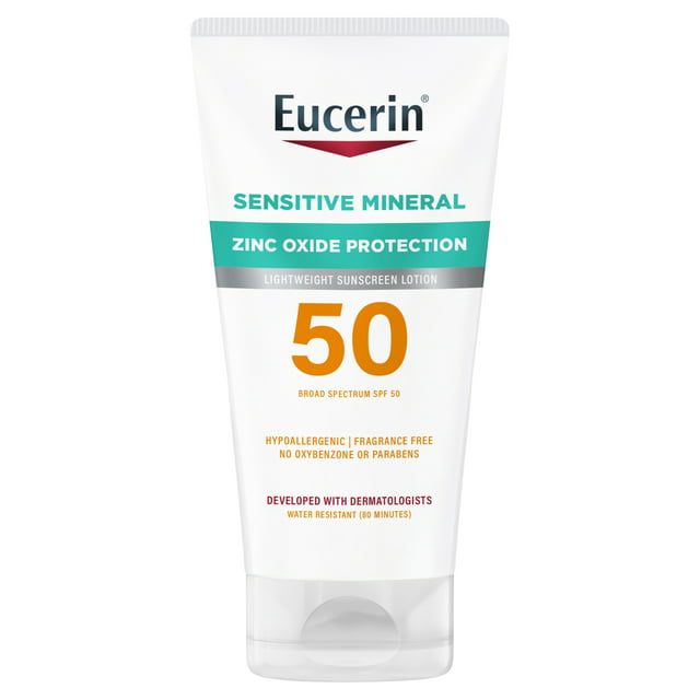 Eucerin Sensitive Mineral Broad Spectrum Lightweight Sunscreen Lotion, SPF 50, 4 fl oz