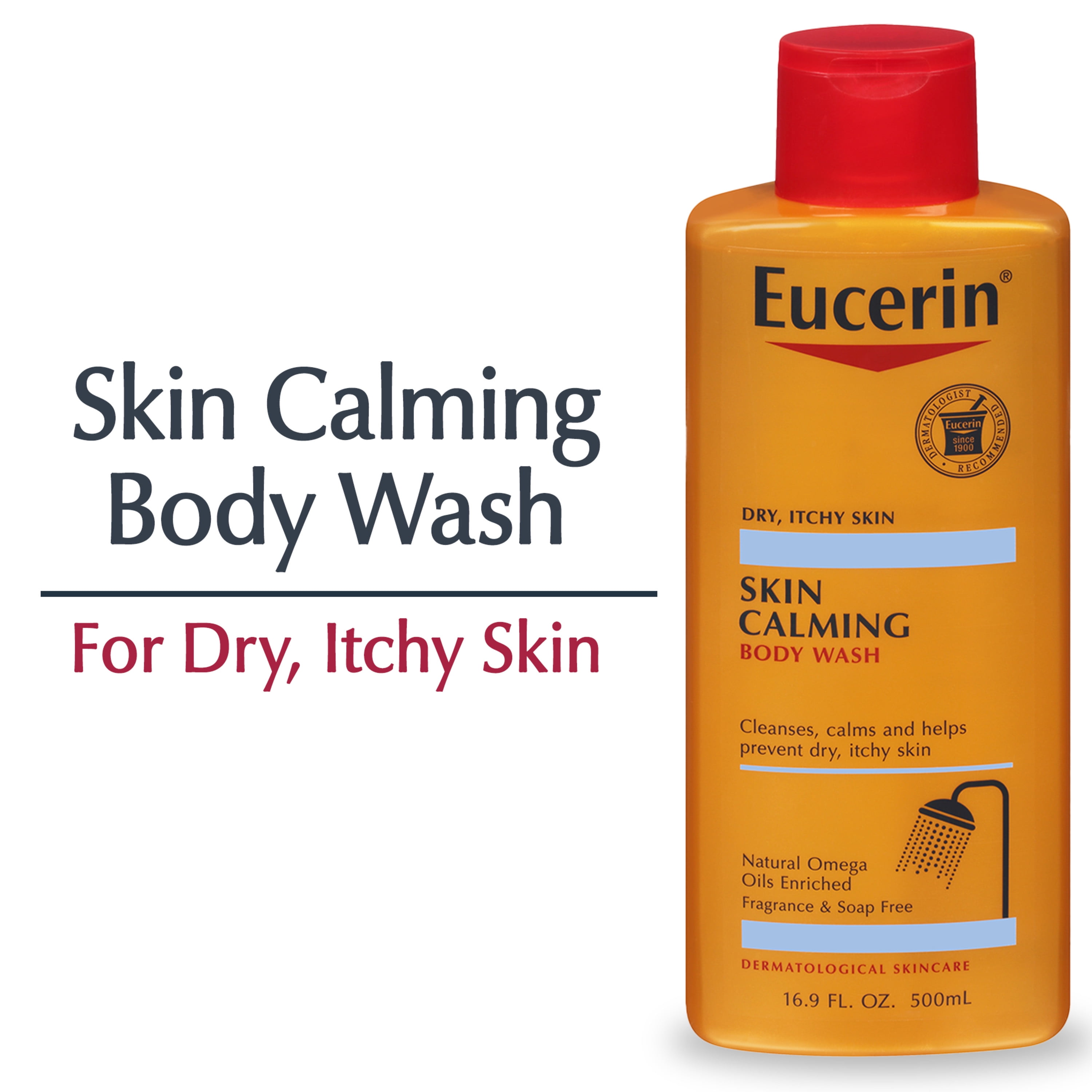 Eucerin Skin Calming Body Wash, Gentle Cleansing Body Wash, 16.9 Fl. Oz