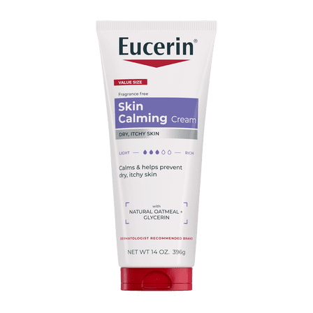 Eucerin Skin Calming Body Cream for Dry, Itchy Skin with Soothing Oatmeal, Fragrance Free, 14 oz