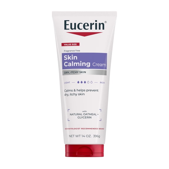Eucerin Skin Calming Body Cream for Dry, Itchy Skin with Soothing Oatmeal, Fragrance Free, 14 oz
