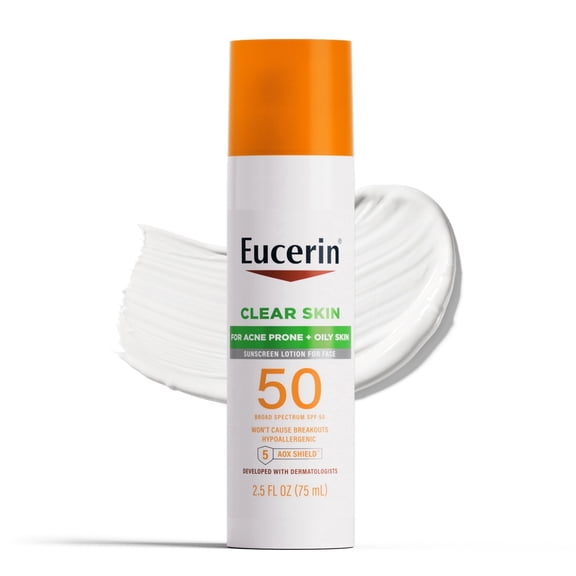Eucerin Sun Clear Skin (Oil Control) Face Sunscreen Lotion, SPF 50, 2.5 fl oz Bottle