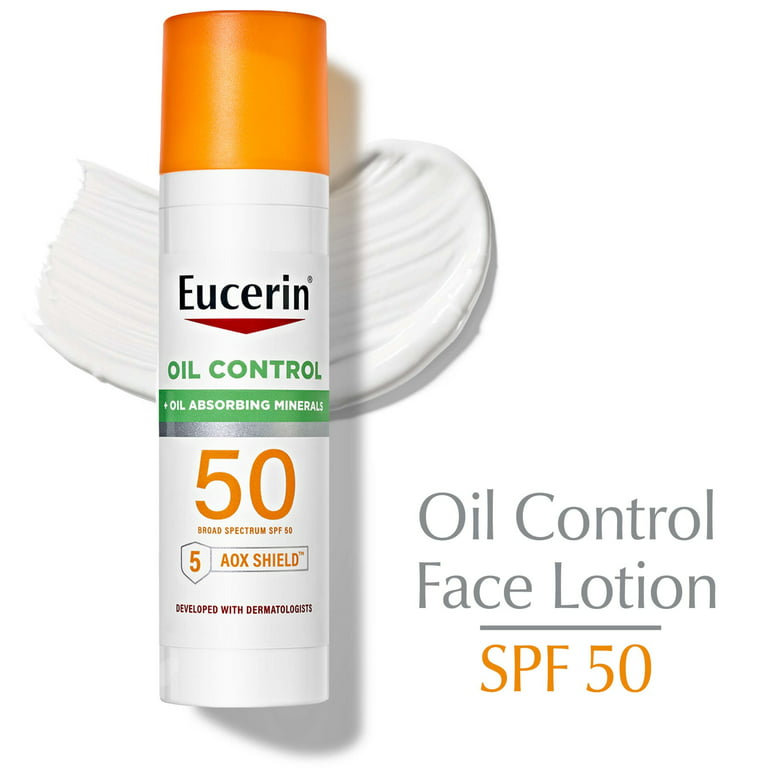 Monograph sammen svært Eucerin Sun Oil Control SPF 50 Face Sunscreen Lotion, 2.5 Fl Oz Bottle -  Walmart.com