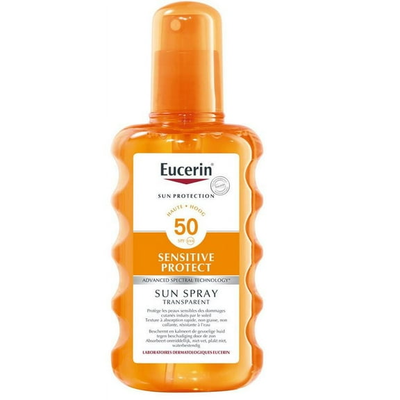 Eucerin Sun Spray Transparent SPF 50 200 ml: Quick-Absorbing, Water-Resistant Sunscreen Spray for High Protection Against UVA/UVB Rays
