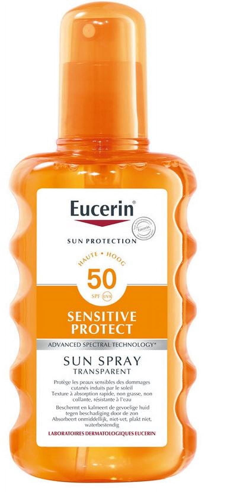 Eucerin Sun Spray Transparent SPF 50 200 ml: Quick-Absorbing, Water-Resistant Sunscreen Spray for High Protection Against UVA/UVB Rays