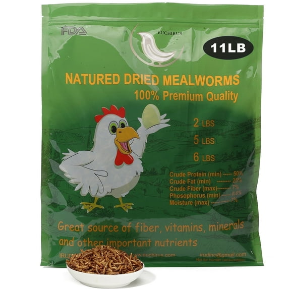 Euchirus 11 LB Dried Mealworms,Non-GMO High Protein Bulk Seafood & Chicken Feed for Duck, Bluebirds