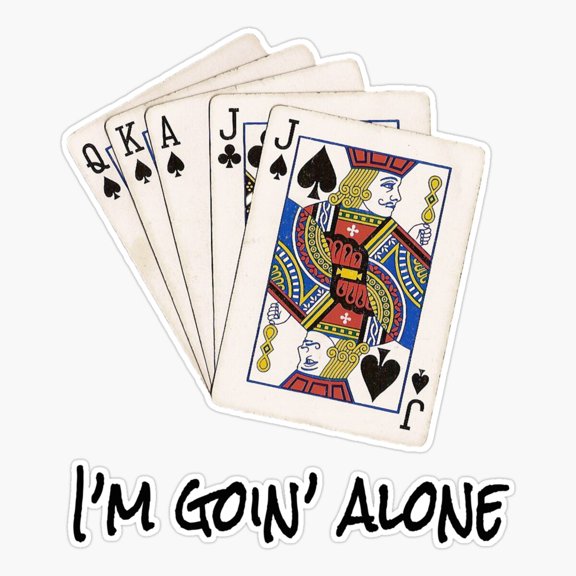 Euchre Card Players Loner Hand Sticker