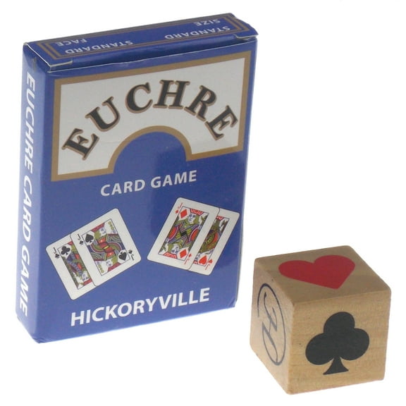 Hickoryville Euchre Playing Cards Bundle - 2 Euchre Decks in One Box with Suit Marker Dice