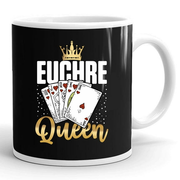 Euchre Queen Euchregame Gift Ceramic Mug 11oz (White;11oz)