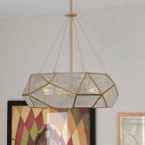 Euclid 20" 3 Light Pendant Aged Brass
