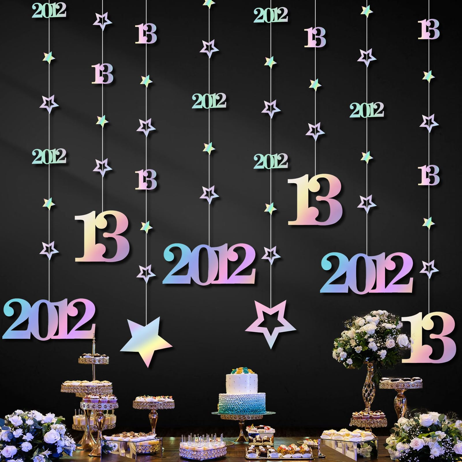 Eucutur Iridescent 13th Birthday Decorations for Girls Boys, Glitter