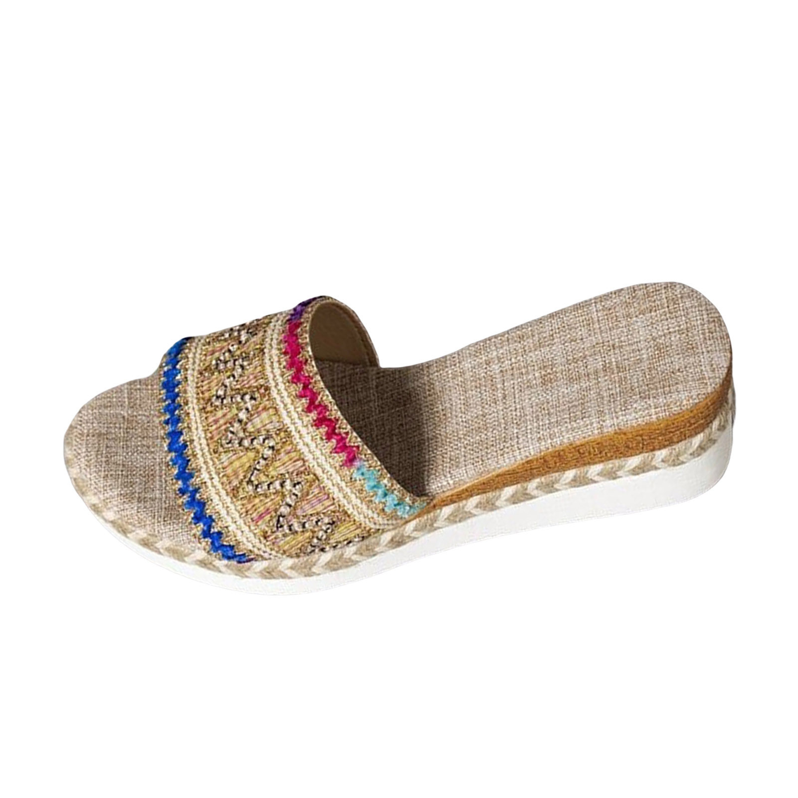 Eudgs Ladies Fashion Summer Colorful Ethnic Open Toe Thick Sole Rope