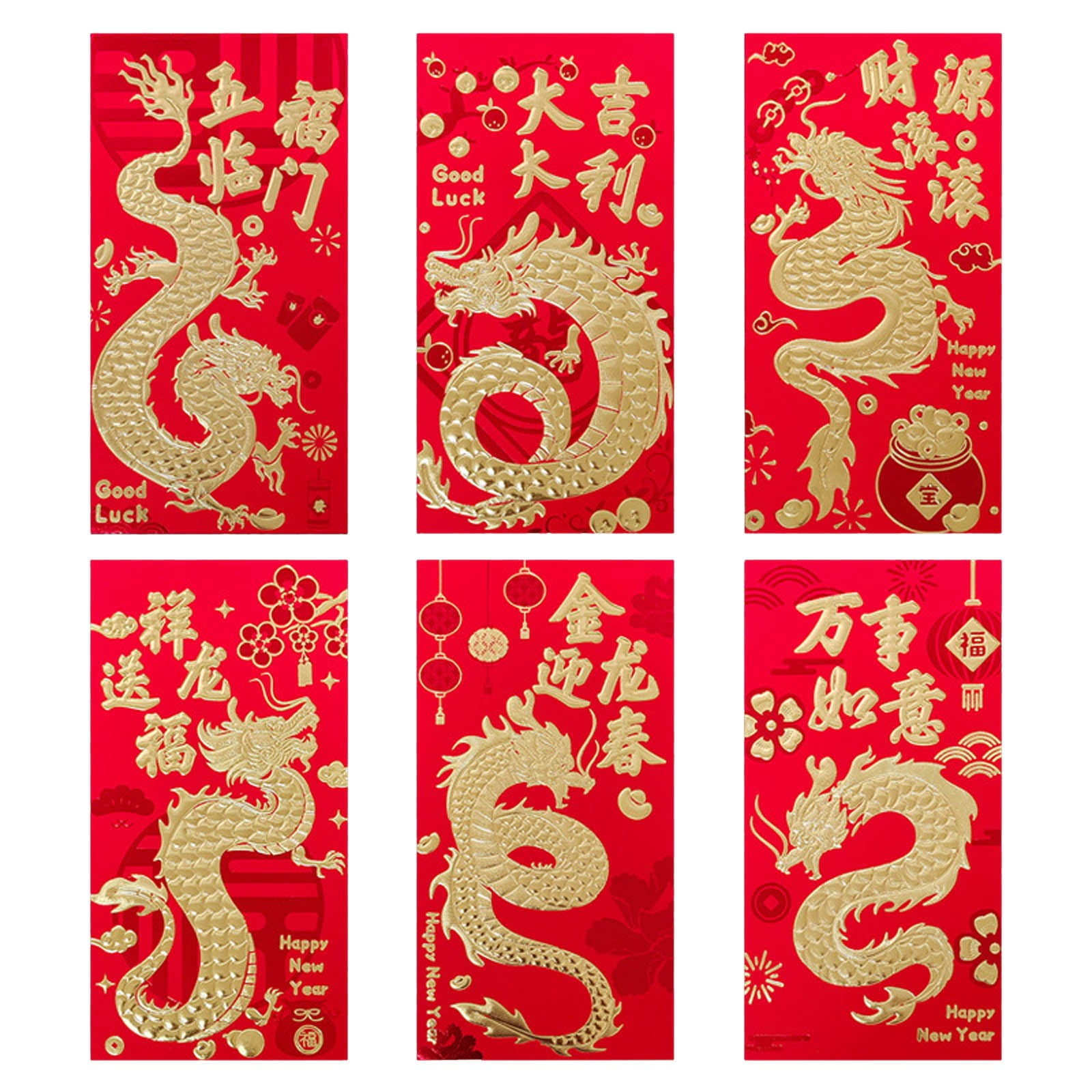 Eudgs Large Size 2024 Year Of The Dragon Red Envelopes For Spring