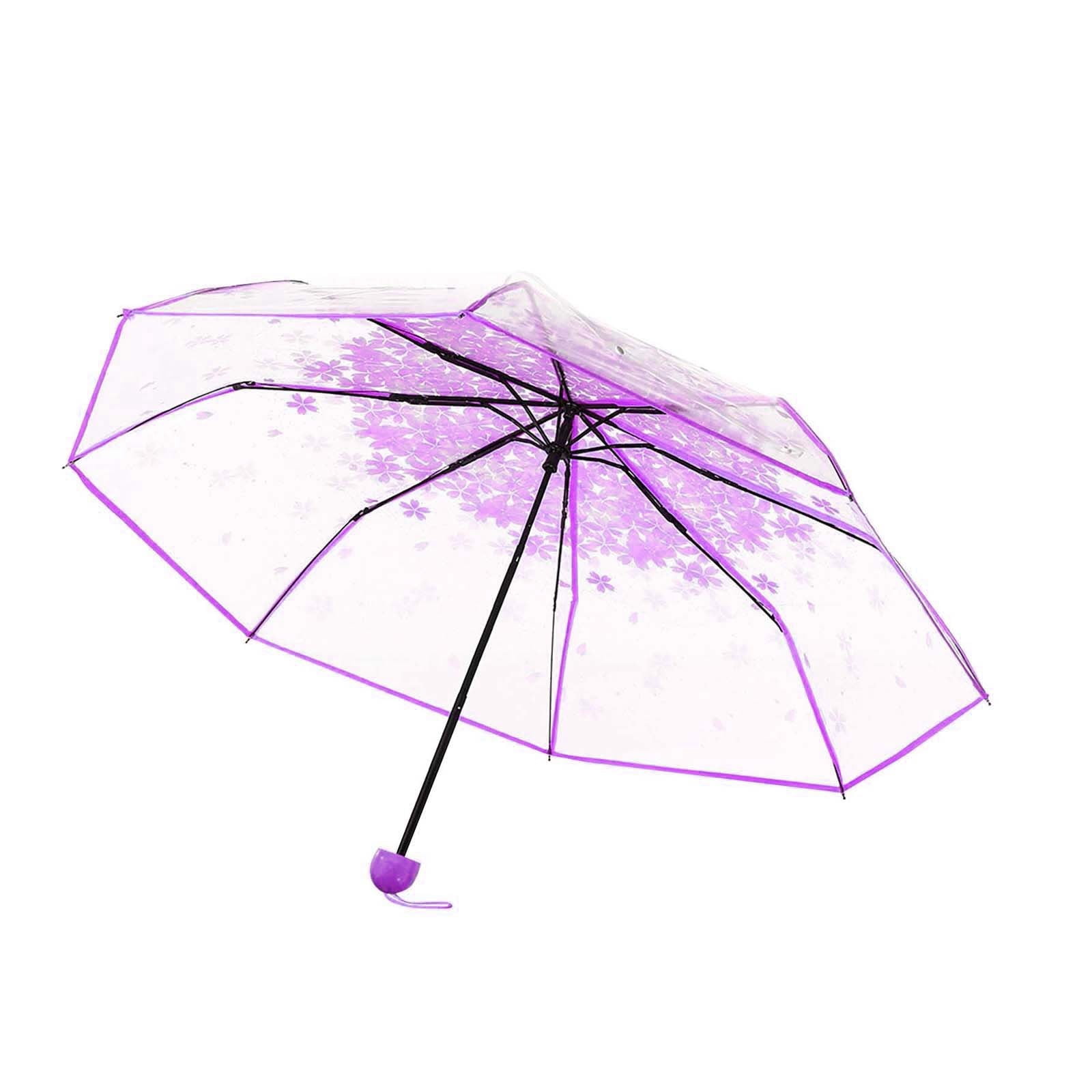 Eudgs Tri Fold Umbrella Woman Transparent Transparent Cherry Cherry
