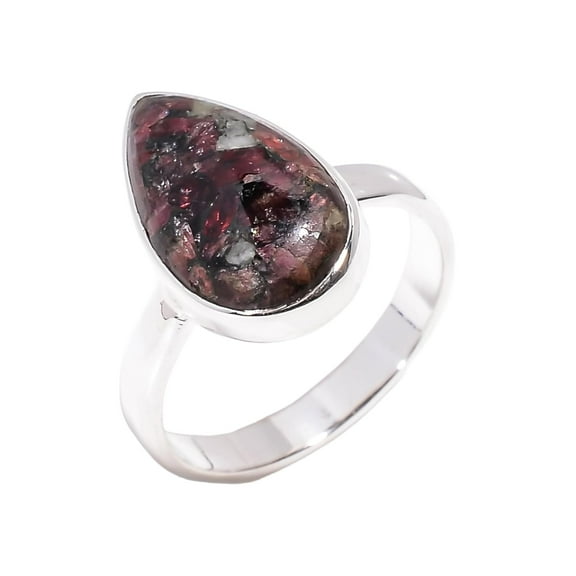 Eudialyte Gemstone 925 Sterling Silver Statement Ring Gift Jewelry for Women