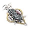 thumbnail image 1 of Eudialyte Gemstone Handmade 925 Sterling Silver Jewelry Two Tone Pendant 2.36", 1 of 1