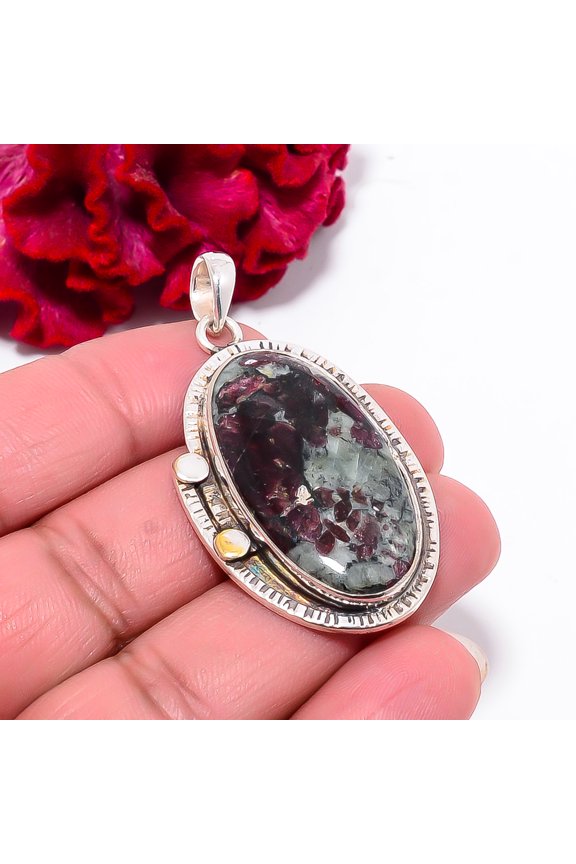 Eudialyte - Russia Gemstone 925 Sterling Silver Pendant 2.07" P101736, Christmas Gift