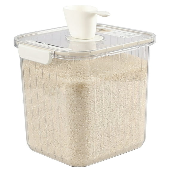 EudokkyNA 22 Lbs Airtight Dry Food Cereal Storage Container, 1-Pack Clear Rice Dispenser with Measuring Cup