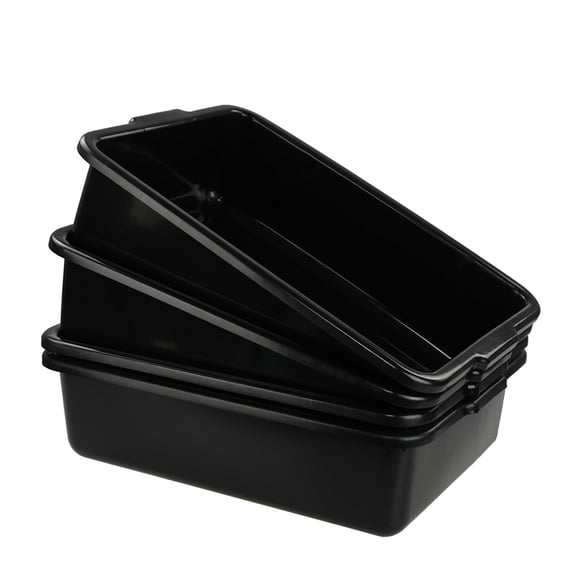 EudokkyNA 4 Pack Plastic Commercial Bus Tubs, 22 L Rectangle Utility Bus Box, Black