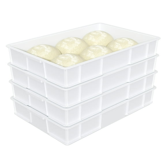 EudokkyNA 4-Pack Plastic Stackable Dough Proofing Box, Commercial Pizza Dough Proofing Boxes, White