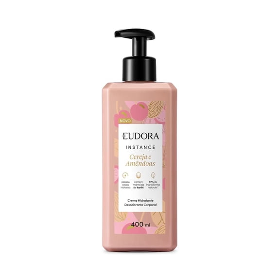 Eudora - Linha Instance (Cereja e Amendoas) - Creme Hidratante Corporal 400 Ml - (Instance (Cherry and Almonds) Collection - Body Moisturizing Cream 13.53 Fl Oz)