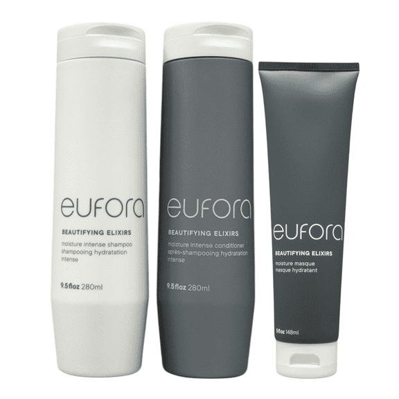 Eufora Beautifying Elixirs Moisture Intense Shampoo & Conditioner 9.5 Oz and Masque 5 Oz Set