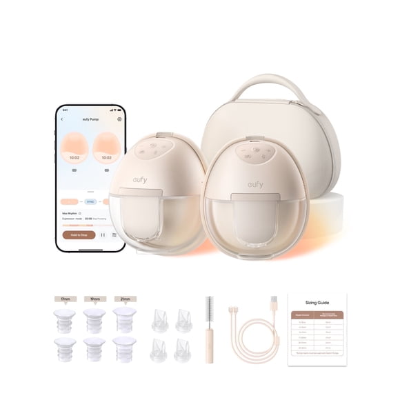 eufy Heated Wearable Breast Pump S1 Pro, Electric Hands-Free Breast Pump with Industry-Leading HeatFlow™ Tech, Wireless Charging Case, App-Controlled
