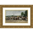 thumbnail image 1 of Eugène Boudin 14x10 Gold Ornate Wood Frame and Double Matted Museum Art Print Titled - Fair in Brittany (1874), 1 of 4