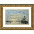 thumbnail image 1 of Eugène Boudin 14x10 Gold Ornate Wood Frame and Double Matted Museum Art Print Titled - Le Havre, Eure Basin (1872), 1 of 4